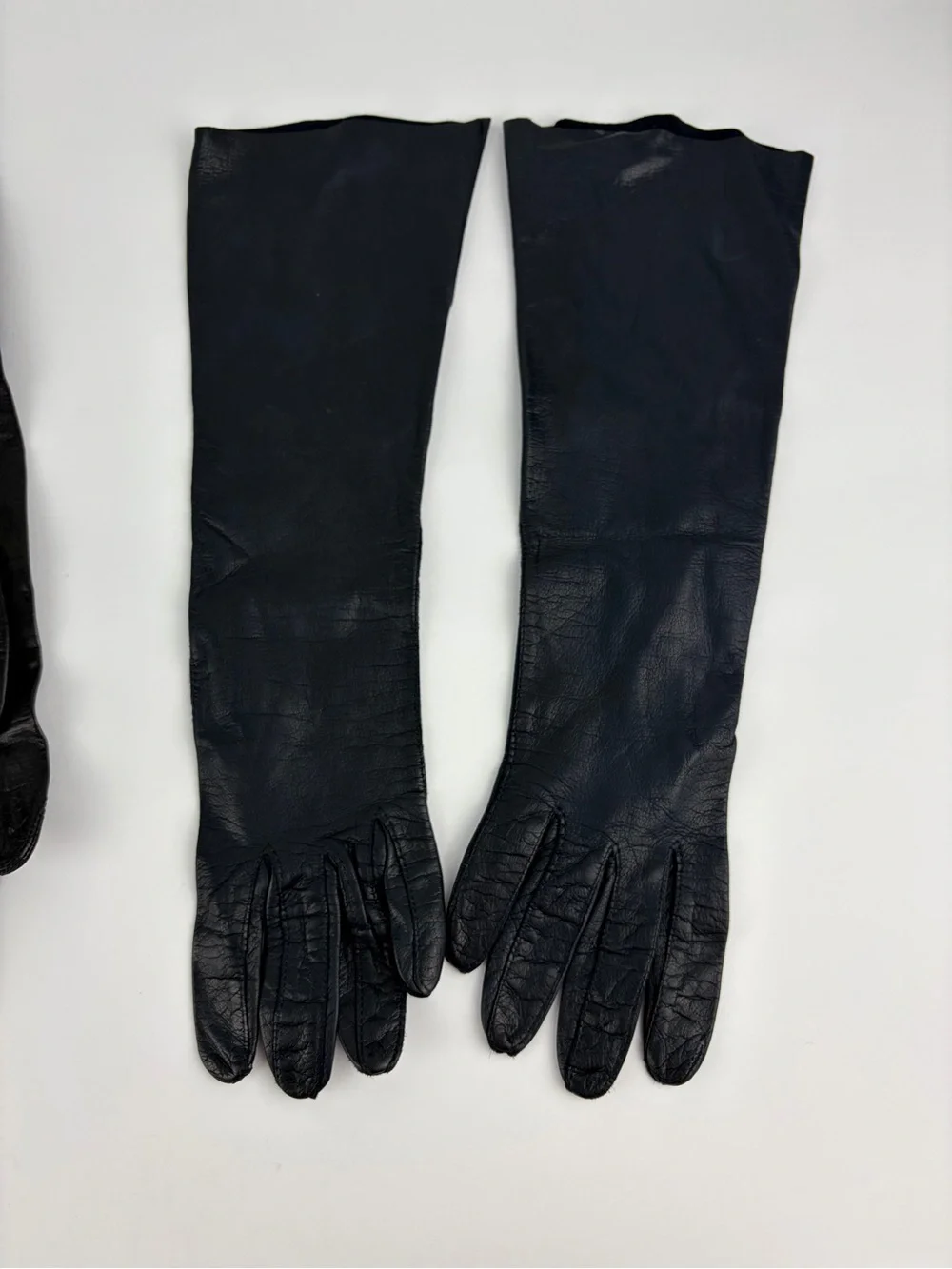 Vintage Black and Navy Blue Kid Leather Gloves Set of Two 6.5